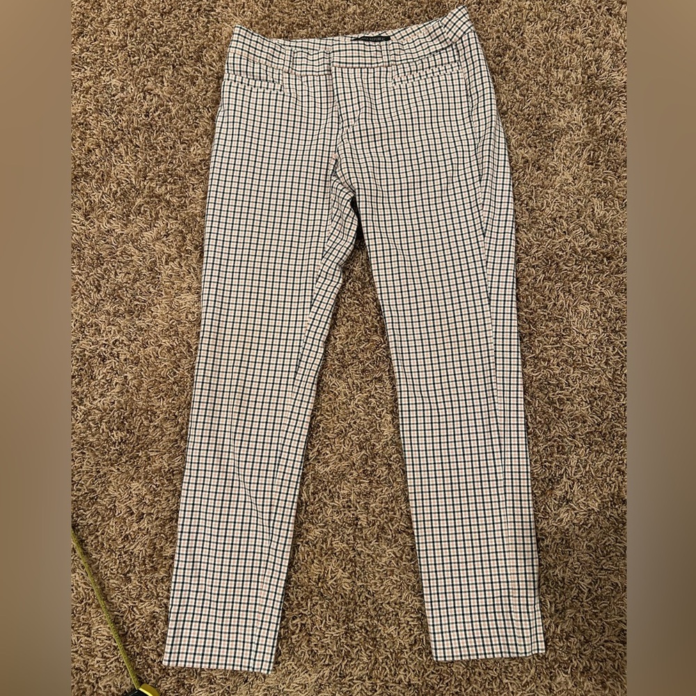 Banana Republic Pink and Navy plaid Sloan pant.